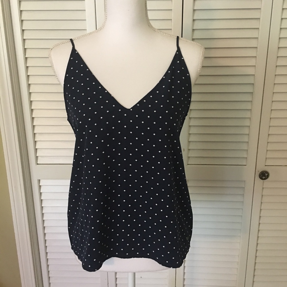 Abercrombie & Fitch Navy Polka Dot Sleeveless Top Irregular Size S